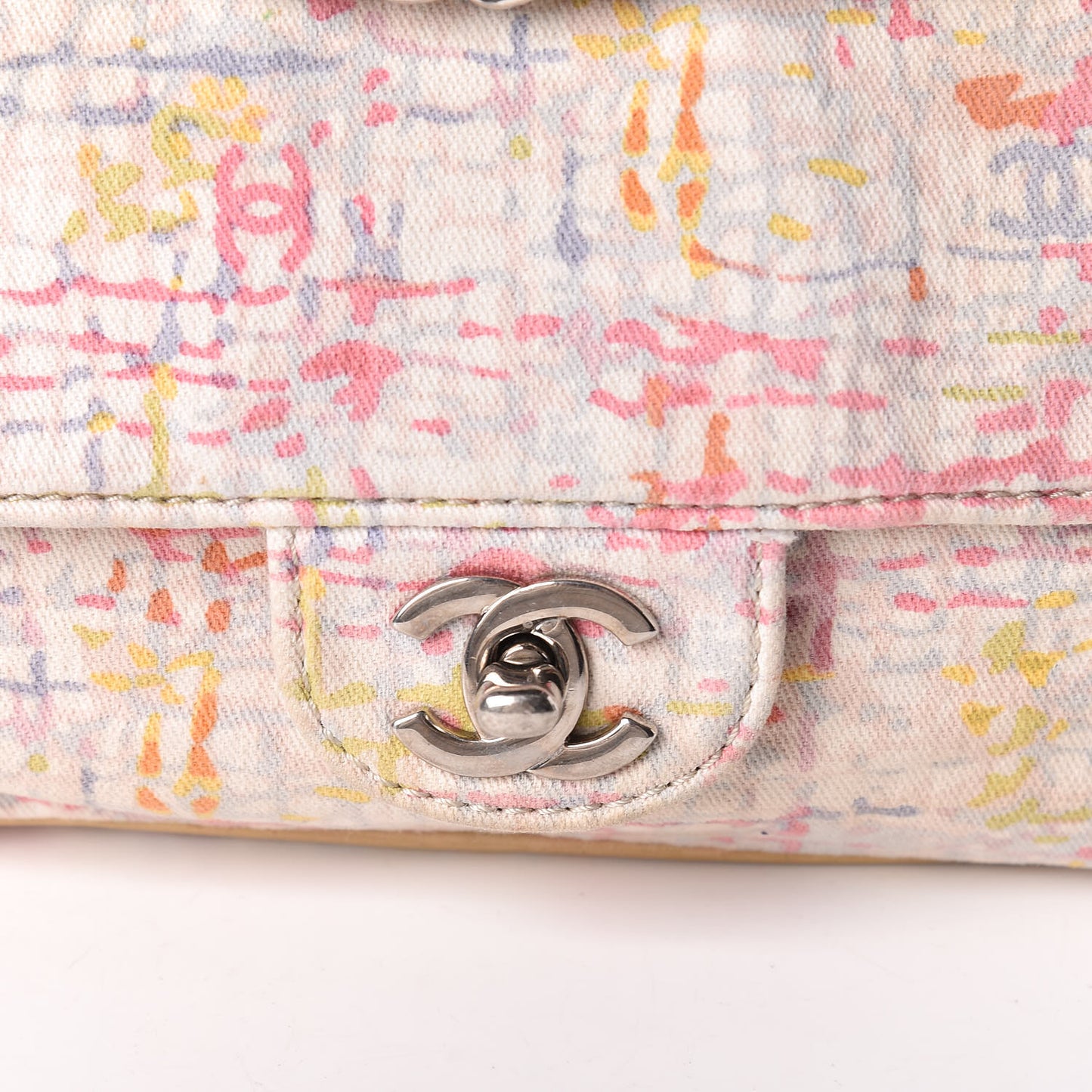 Canvas Watercolor Tweed Print Clover Small Flap Multicolor