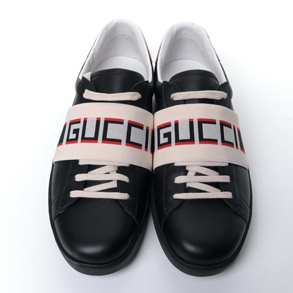 Gucci Calfskin Stripe Mens New Ace Sneakers 10.5 Black Ecru Red Flame 2 of 9