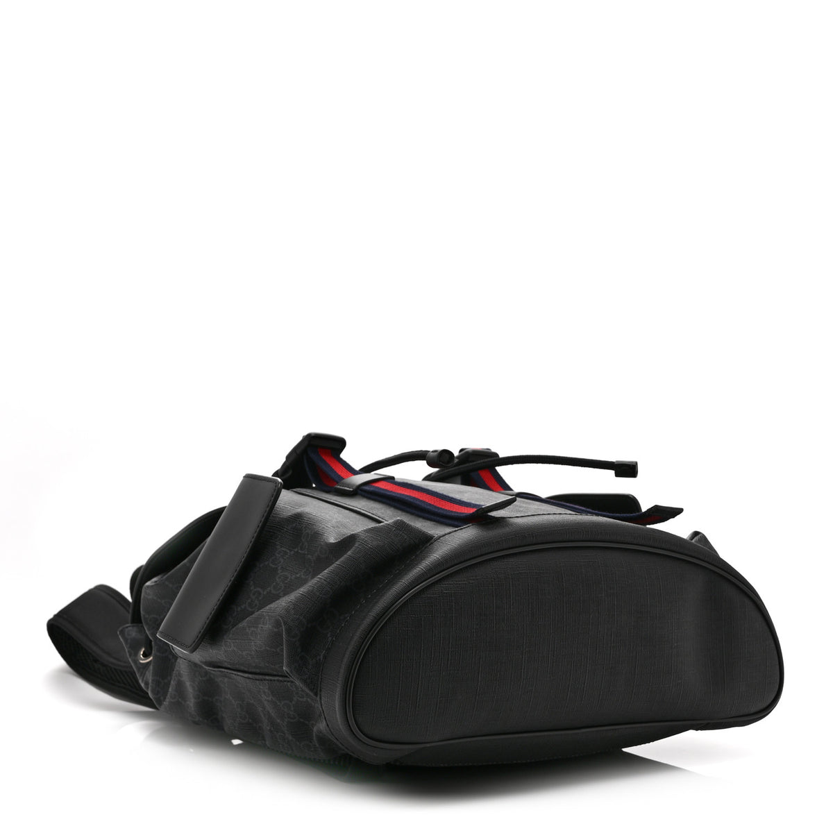 Gucci Soft GG Supreme Monogram Calfskin Web Double Buckle Backpack Black 4 of 11