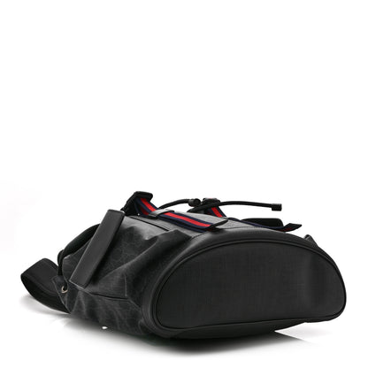 Gucci Soft GG Supreme Monogram Calfskin Web Double Buckle Backpack Black 4 of 11
