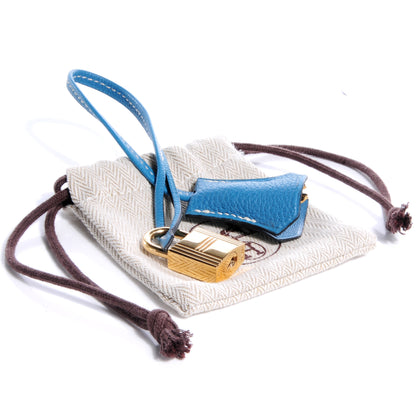 Hermes Taurillon Clemence Clochette Cadena Lock and Key Gold Mykonos 5 of 5