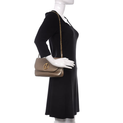 Gucci Metallic Pebbled Calfskin Medium 1973 Chain Shoulder Bag Golden Beige 2 of 9