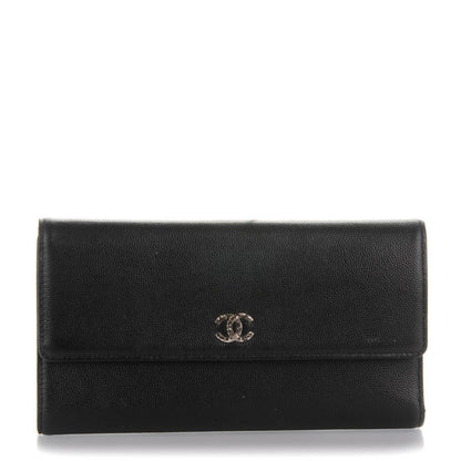 Chanel Caviar Sevruga Long Flap Wallet Black 1 of 8