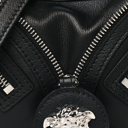 Versace Calfskin Mini Repeat Zip Hobo Black 7 of 9