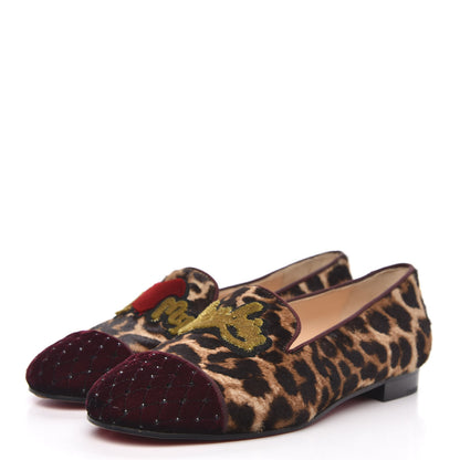 Christian Louboutin Leopard Print Cap Toe I Love My Loubies Loafers 38 Rouge Imperial 4 of 9