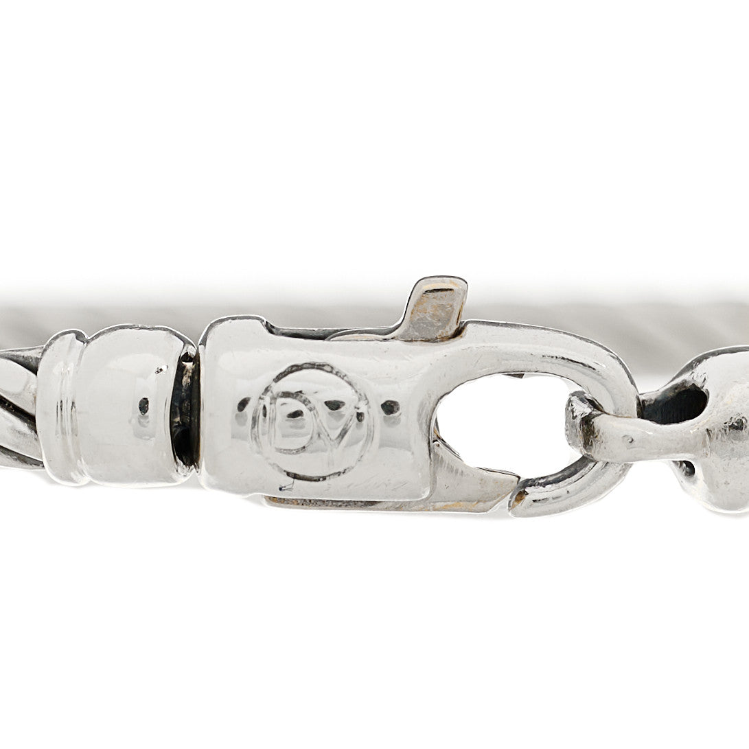 David Yurman Sterling Silver 18K Yellow Gold Diamond 3mm Cable Classics Two Station Bracelet 4 of 4