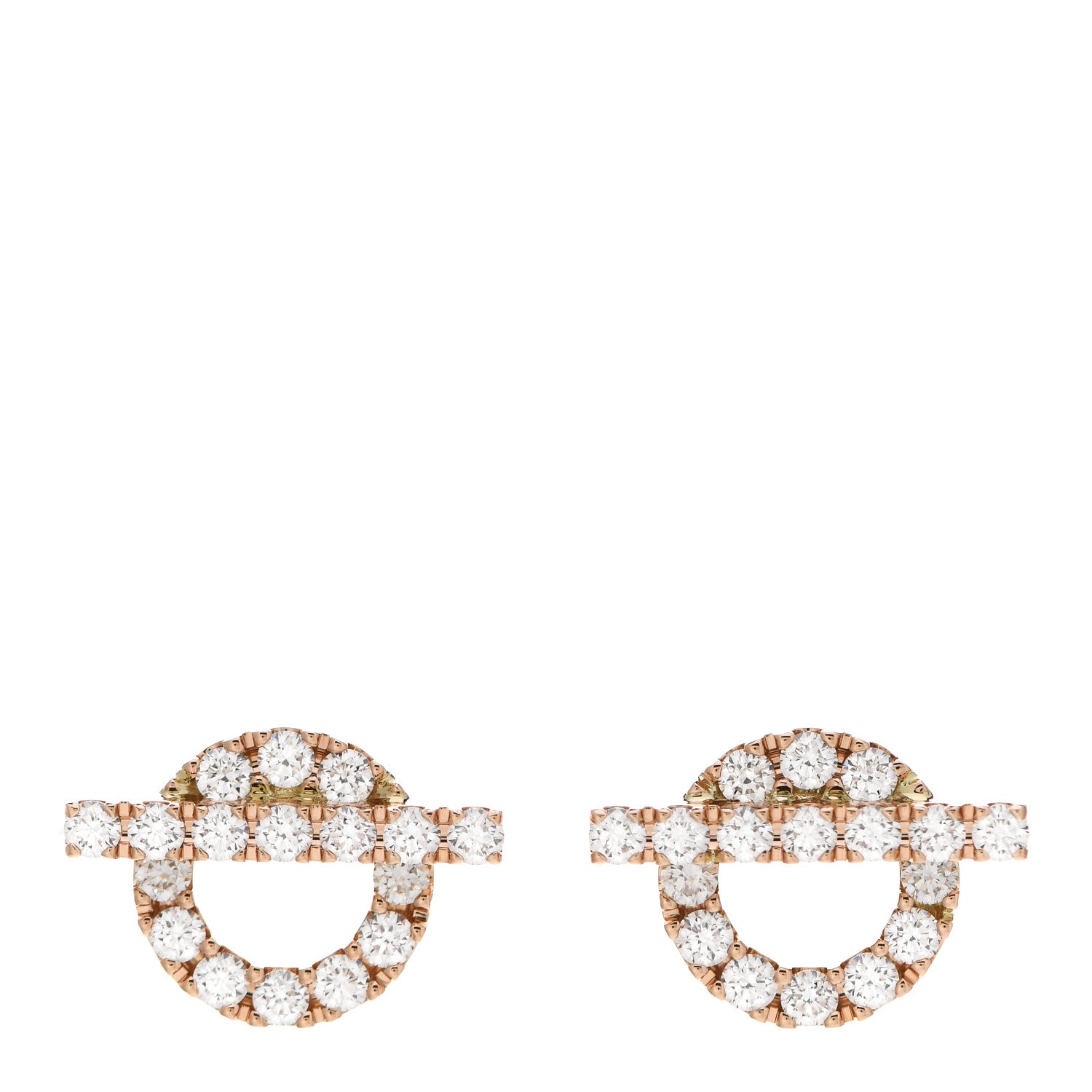 Hermes 18K Rose Gold Diamond Finesse Earrings 1 of 5