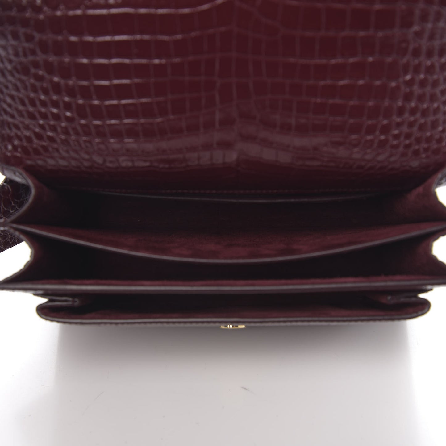 Calfskin Crocodile Embossed Medium Monogram Sunset Rouge Legion