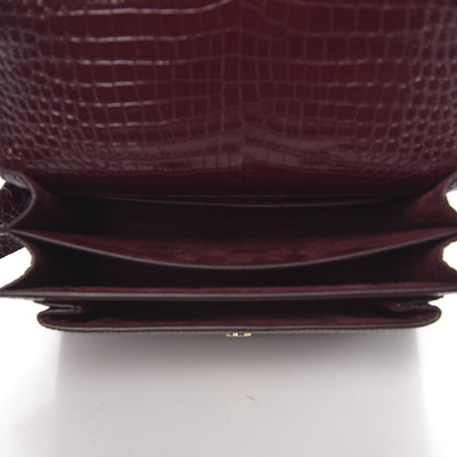 Saint Laurent Calfskin Crocodile Embossed Medium Monogram Sunset Rouge Legion 4 of 9