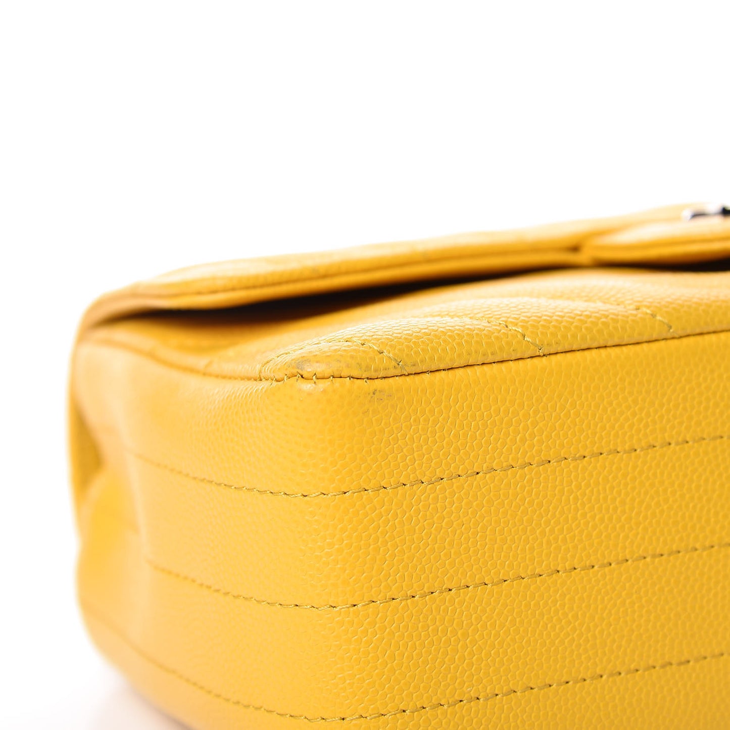 Caviar Chevron Quilted Mini Rectangular Flap Yellow