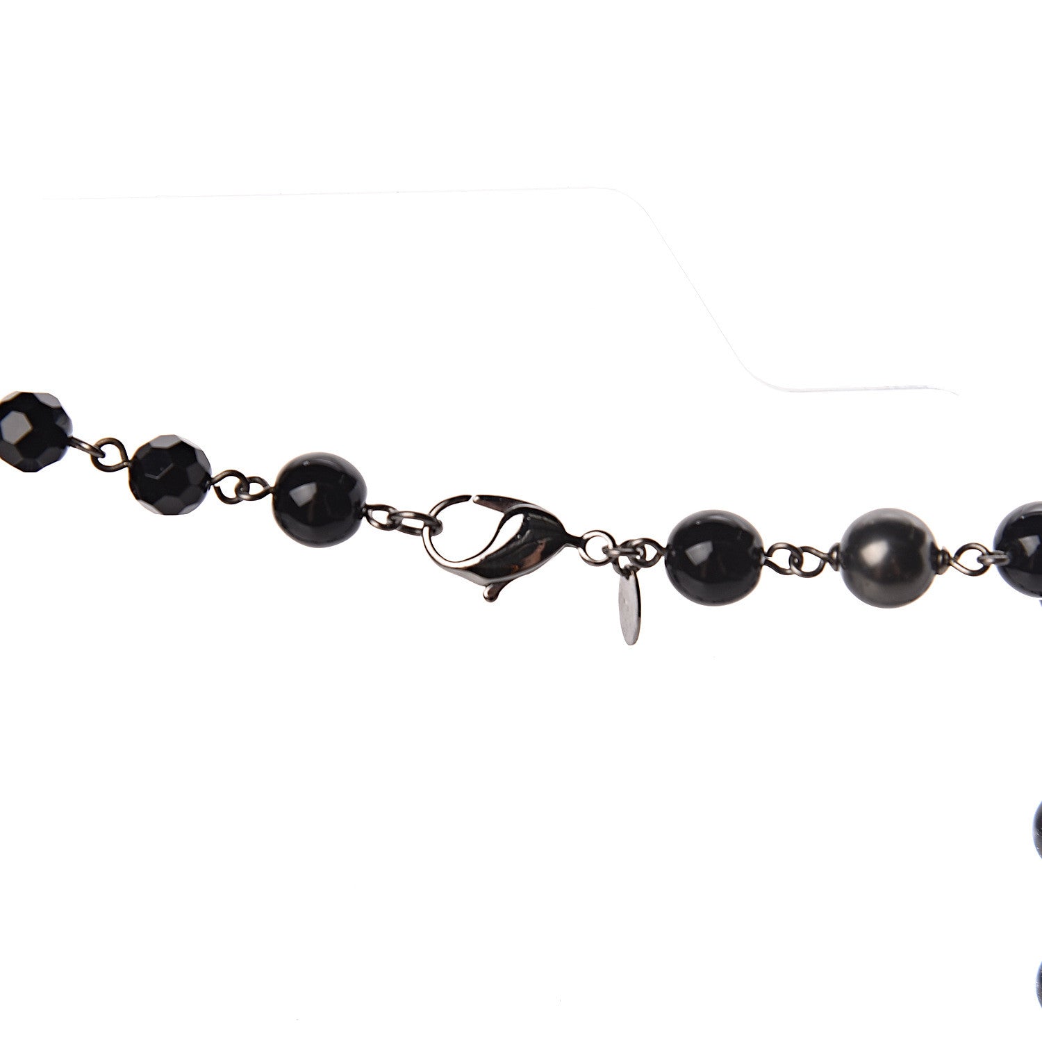 Chanel Ruthenium Pearl Beaded CC Long Necklace Black 4 of 5