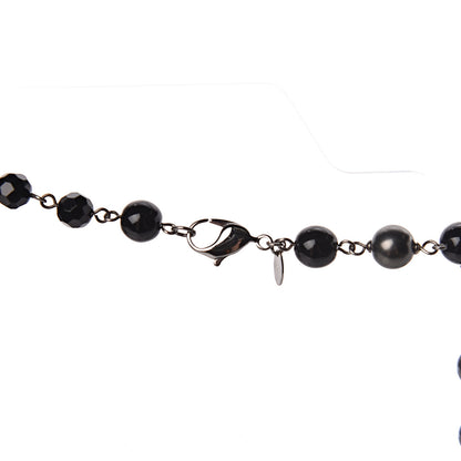 Chanel Ruthenium Pearl Beaded CC Long Necklace Black 4 of 5