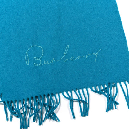 Burberry Cashmere Script Fringe Scarf Blue 4 of 4