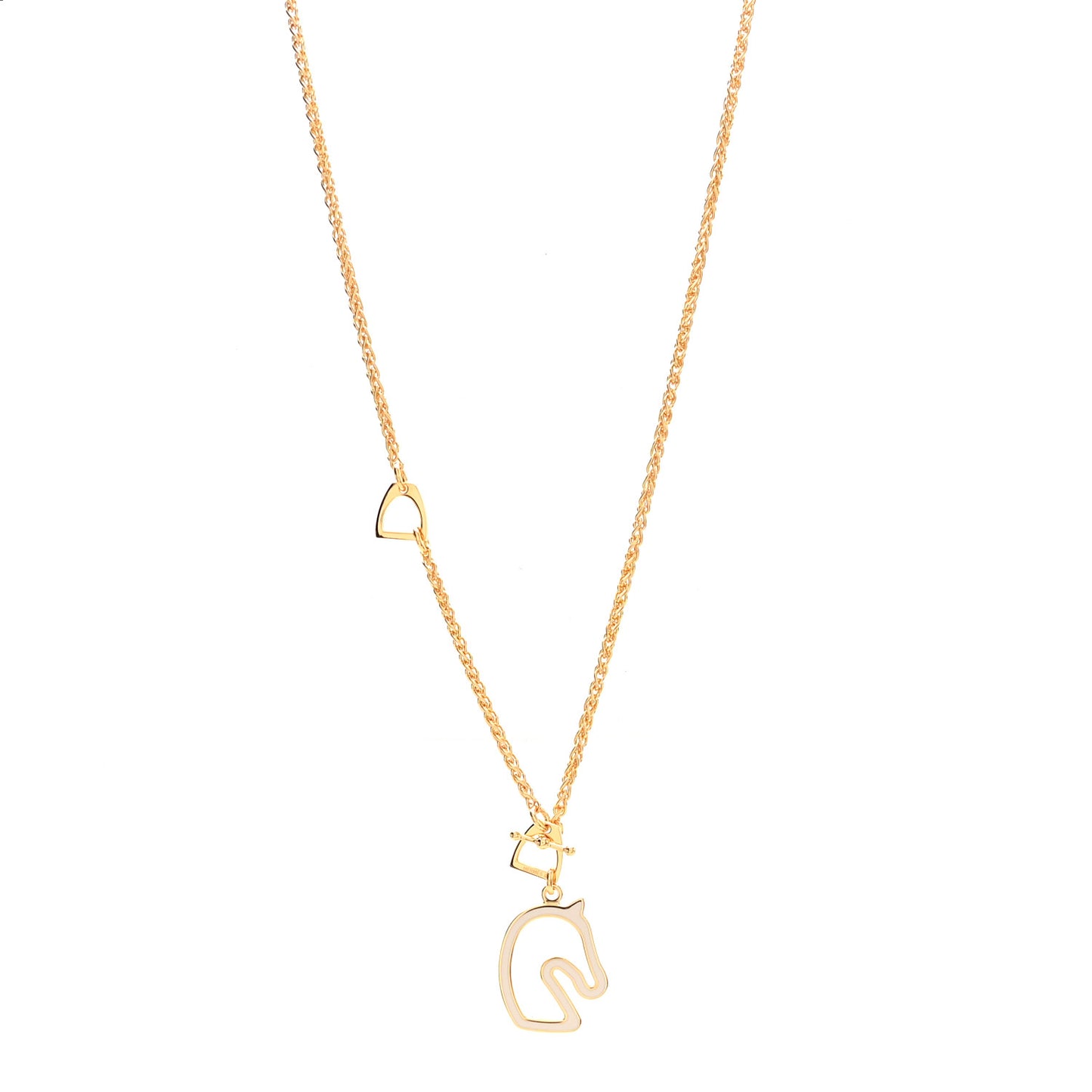 Lacquered Metal Small Tonnerre Necklace Marron Glace Gold