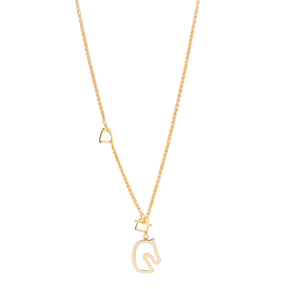 Hermes Lacquered Metal Small Tonnerre Necklace Marron Glace Gold 1 of 6