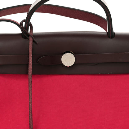 Hermes Vache Hunter Toile Herbag Zip 31 PM Rouge Venetian Rouge Sellier 9 of 13