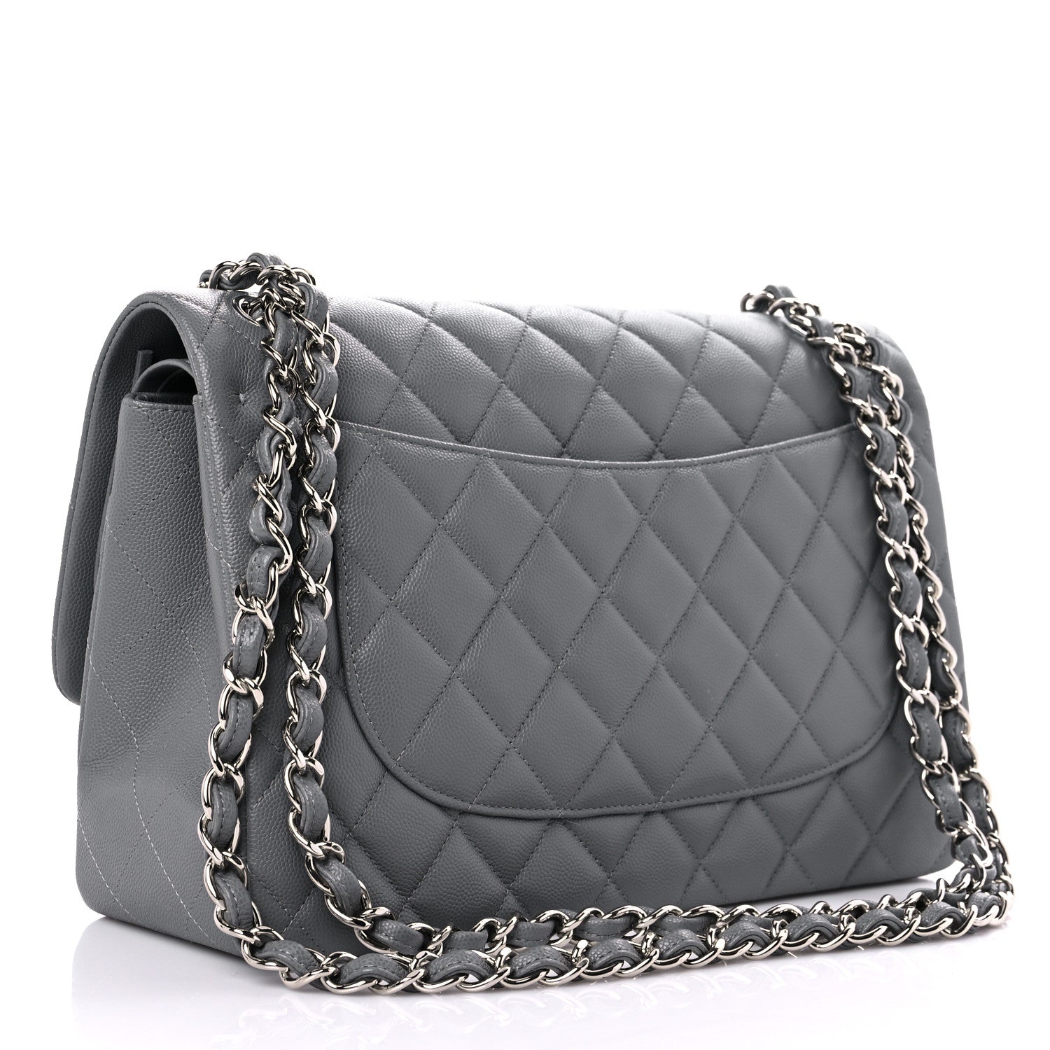 Chanel Caviar Quilted Jumbo Double Flap Grey 3 of 10