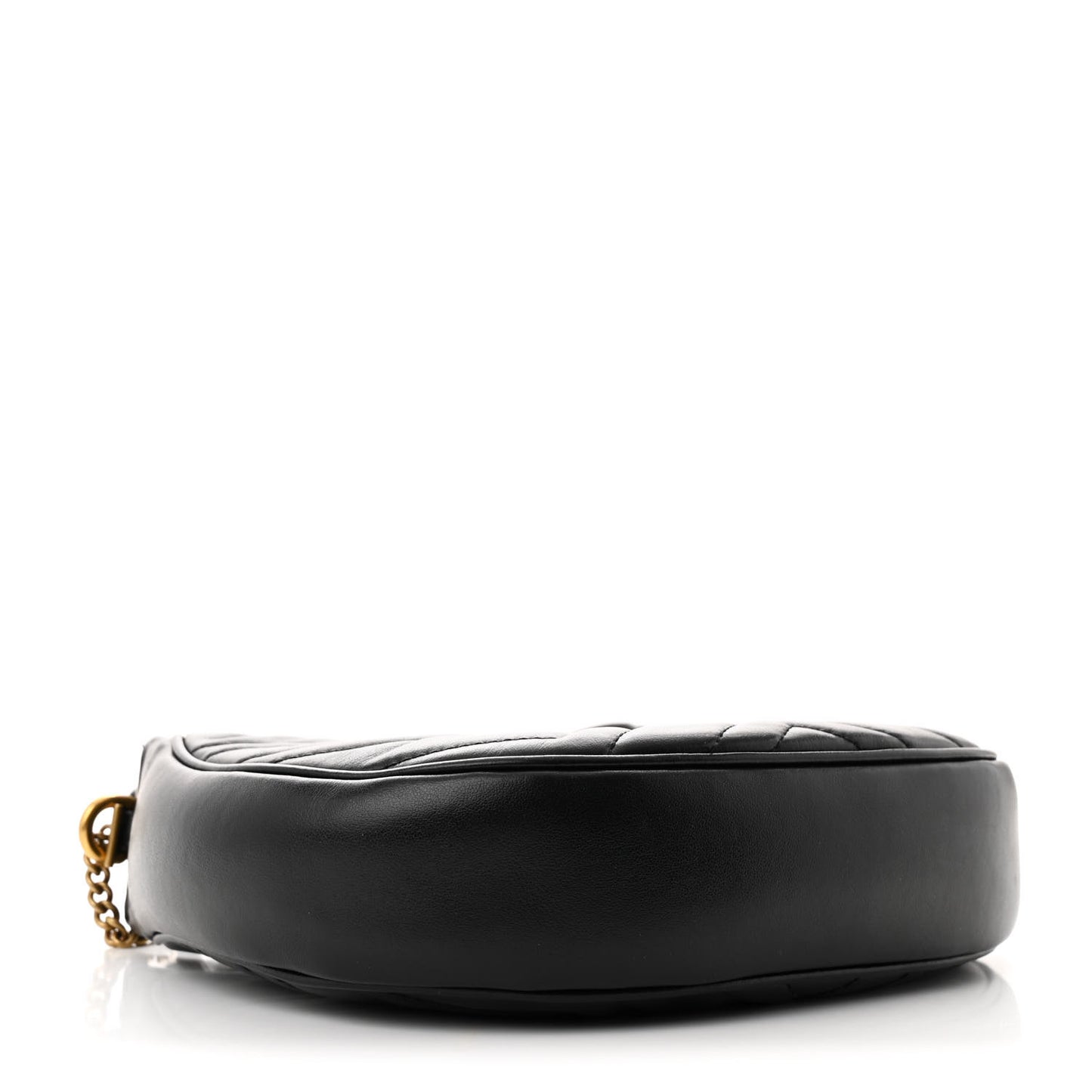 Calfskin Matelasse Chevron Mini GG Marmont Half Moon Hobo Black