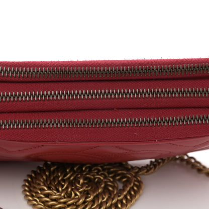Gucci Calfskin Matelasse Mini GG Marmont Chain Crossbody Bag Hibiscus Red 12 of 13