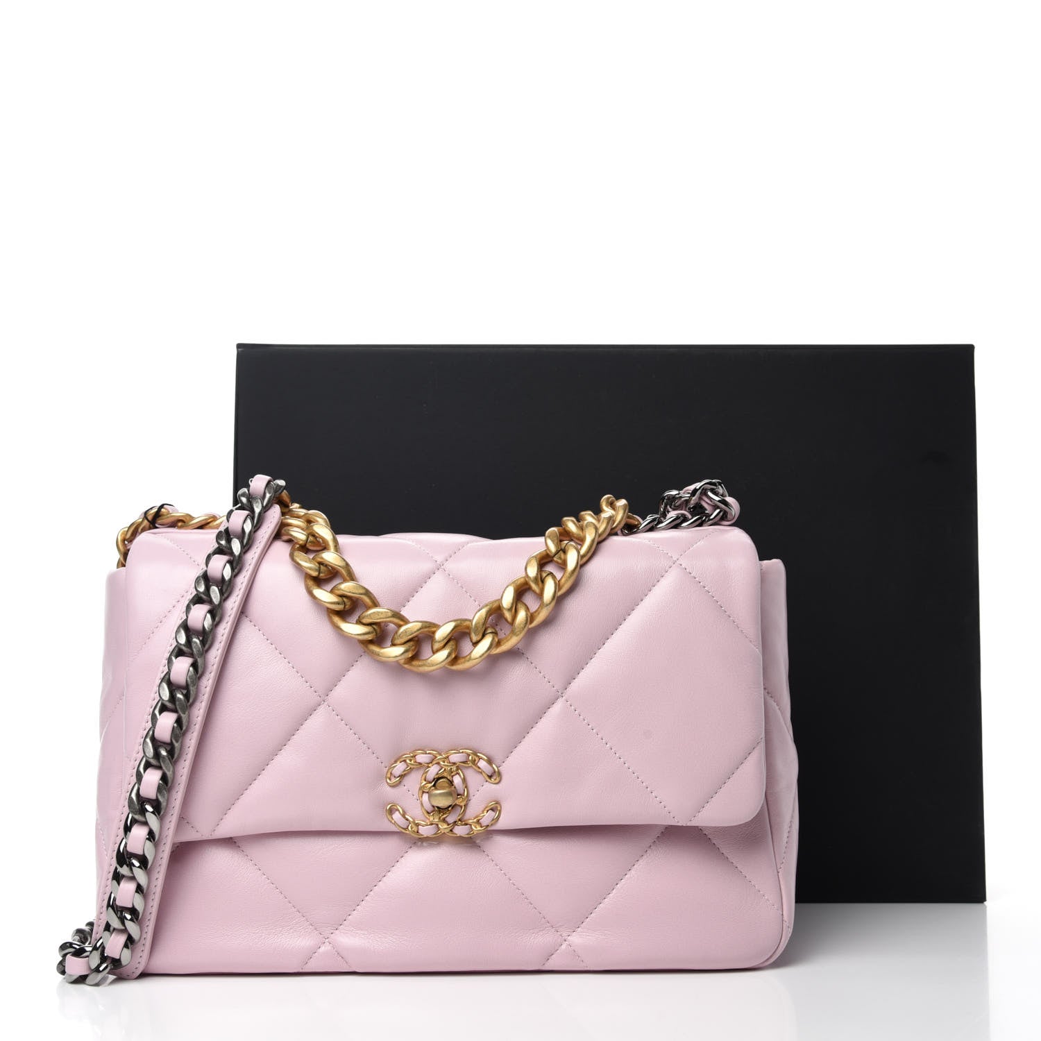 Chanel Lambskin Quilted Large Chanel 19 Flap Light Pink 11 of 11
