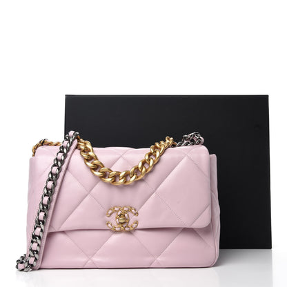 Chanel Lambskin Quilted Large Chanel 19 Flap Light Pink 11 of 11