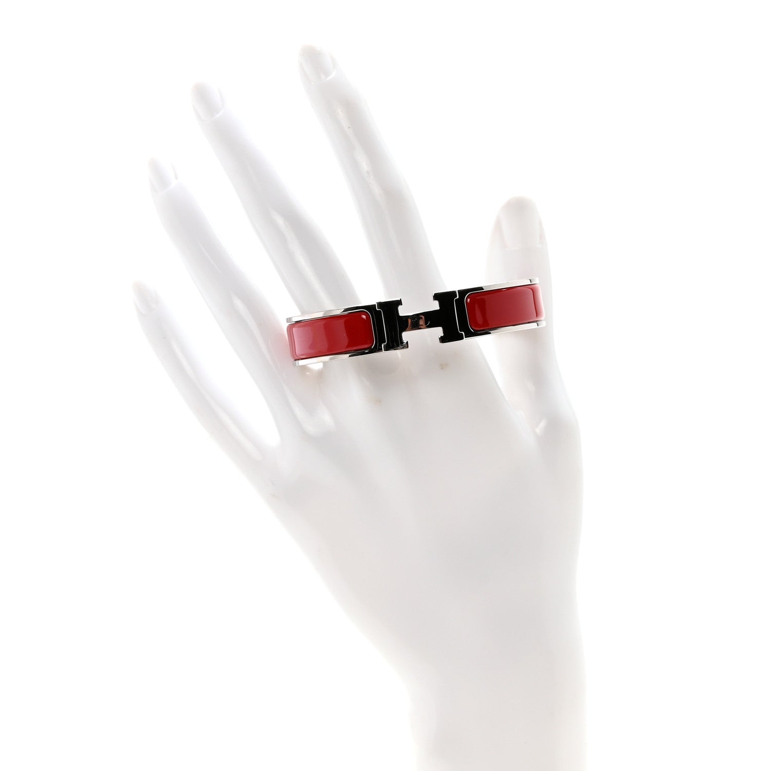 Hermes Enamel Narrow Clic Clac H Bracelet PM Rouge Amarante 2 of 5