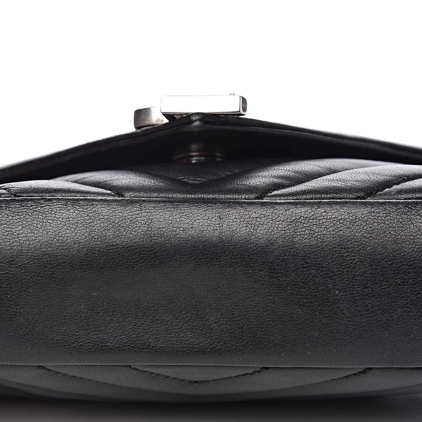 Grained Calfskin Matelasse Chevron Monogram Classic Baby Chain Bag Black