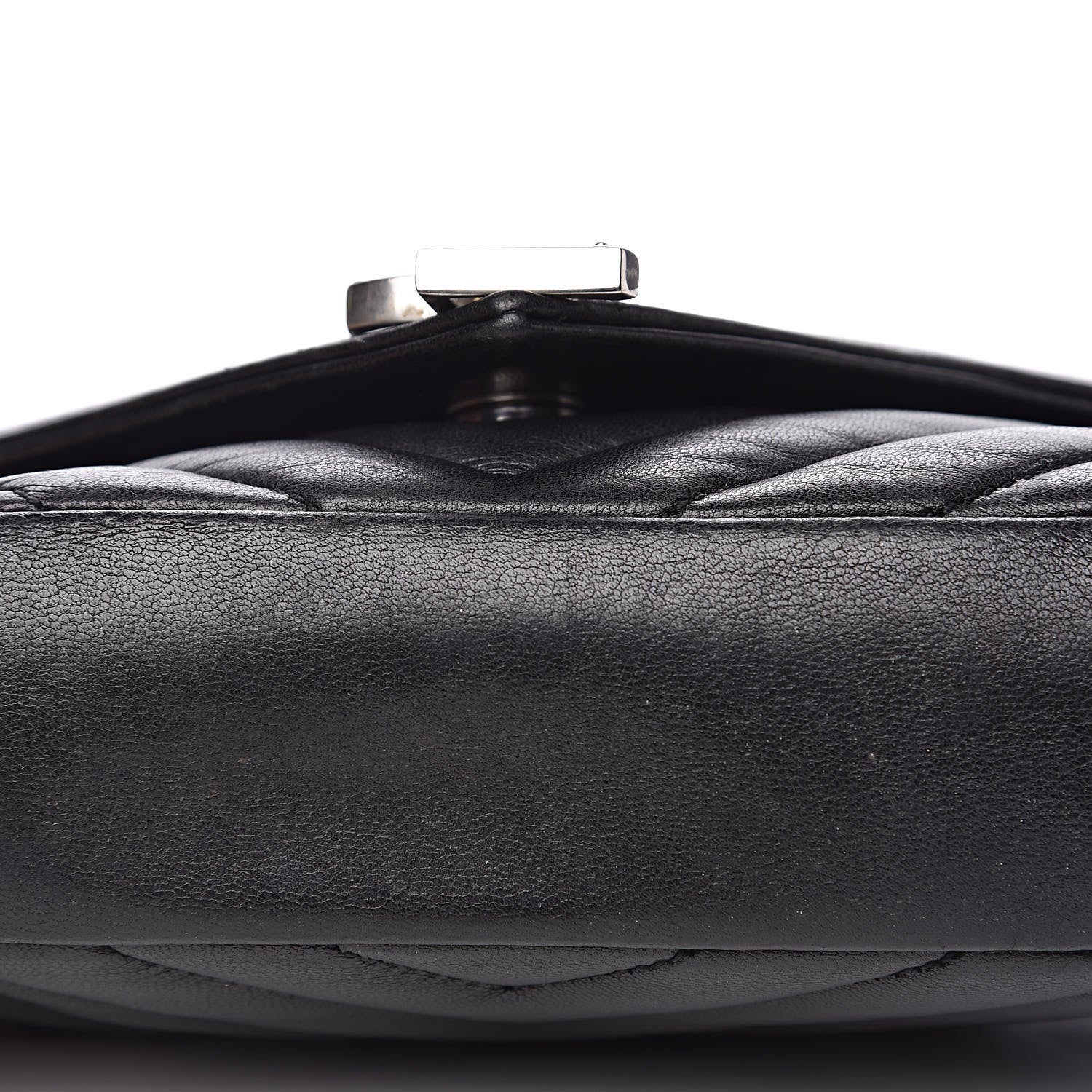 Saint Laurent Grained Calfskin Matelasse Chevron Monogram Classic Baby Chain Bag Black 9 of 14