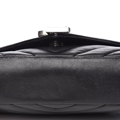 Saint Laurent Grained Calfskin Matelasse Chevron Monogram Classic Baby Chain Bag Black 9 of 14