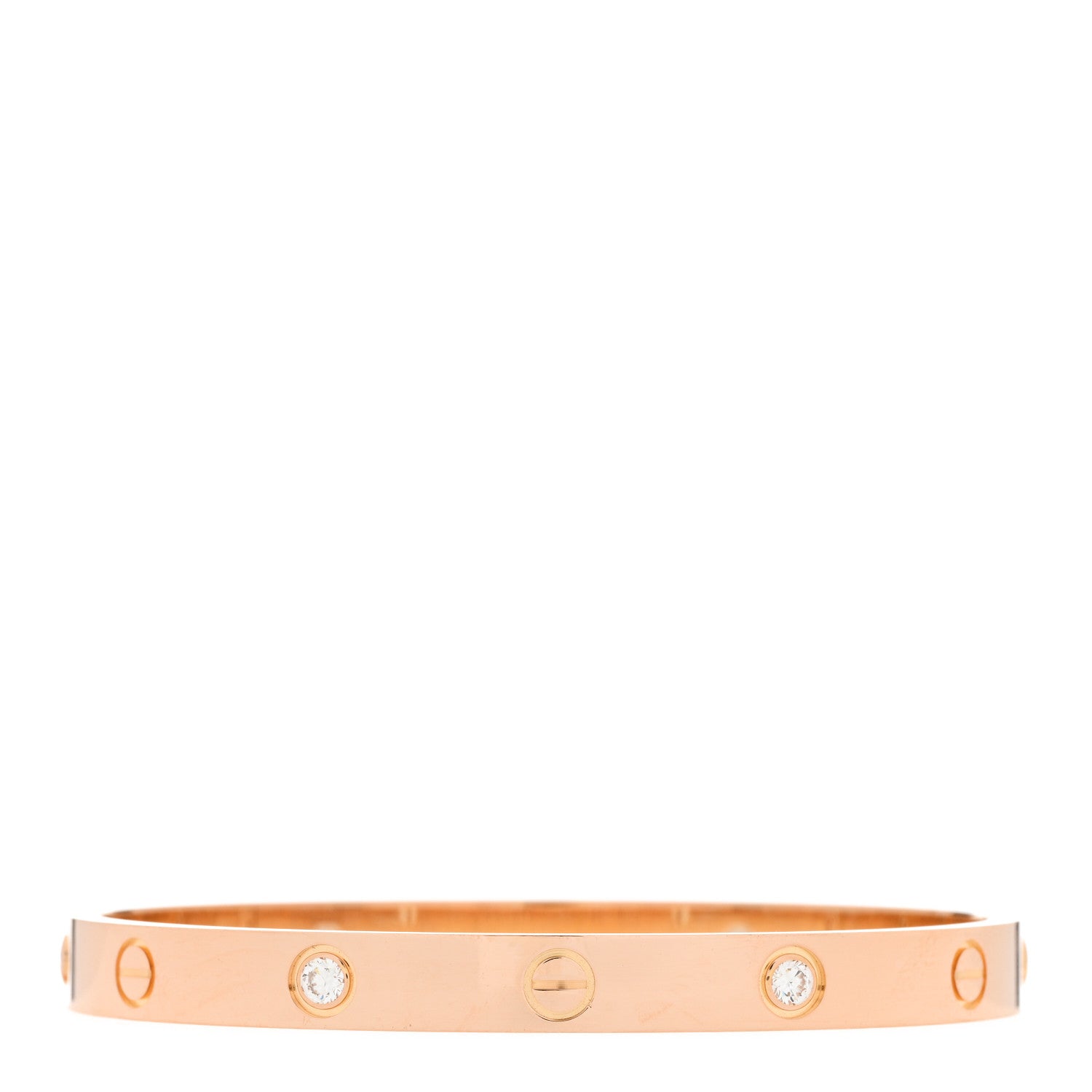 Cartier 18K Pink Gold 4 Diamond LOVE Bracelet 17 1 of 8