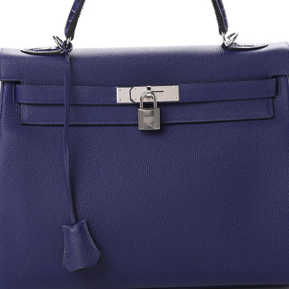 Hermes Togo Matte Alligator Kelly Retourne Touch 32 Bleu Encre 7 of 10