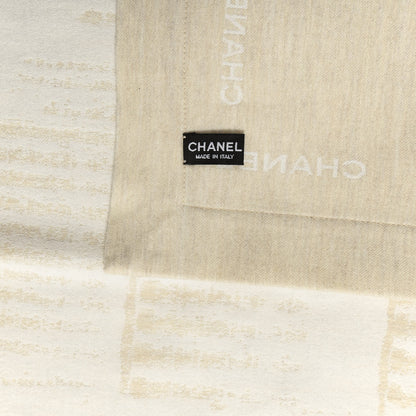 Chanel Wool Silk Coco Scarf Beige 3 of 3
