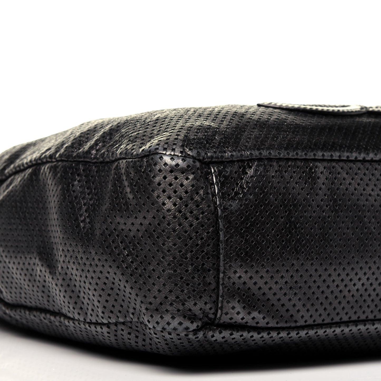 Glazed Calfskin Perforated Medium Rodeo Drive Tote Black