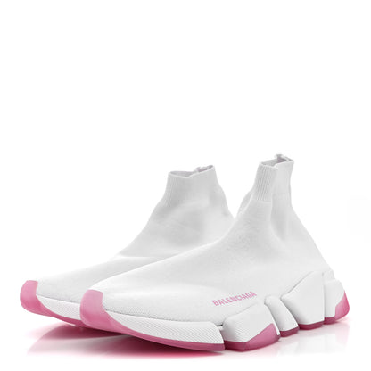 Balenciaga Technical 3D Recycled Knit Bi-Color Womens Speed 2.0 Transparent Sole Sneakers 40 Pink White 4 of 9