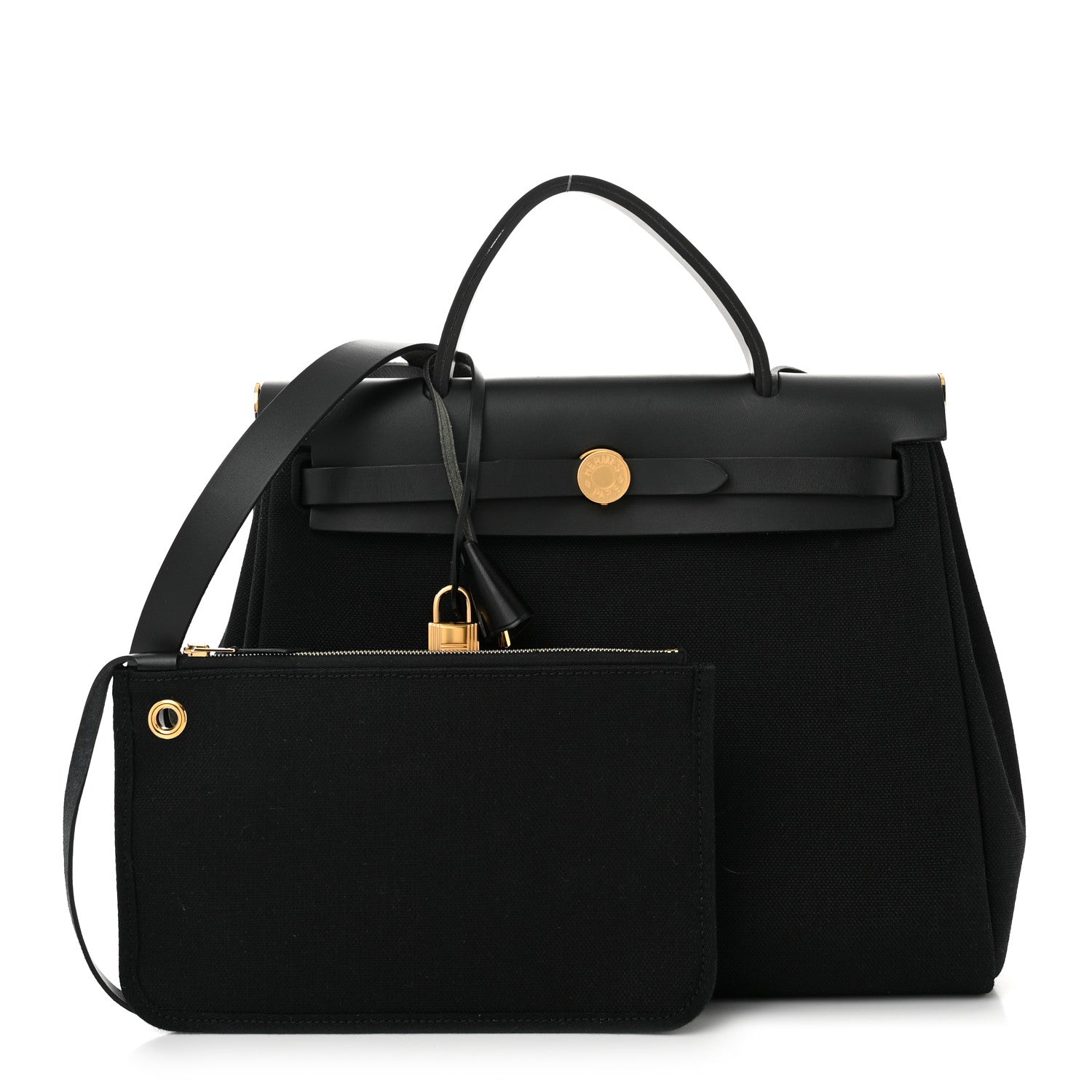Hermes Toile Militaire Vache Hunter Herbag Zip Retourne 31 PM Black 3 of 11
