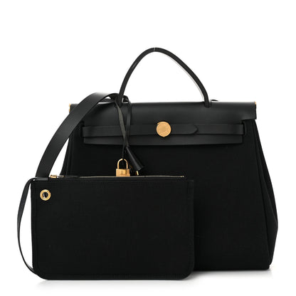 Hermes Toile Militaire Vache Hunter Herbag Zip Retourne 31 PM Black 3 of 11