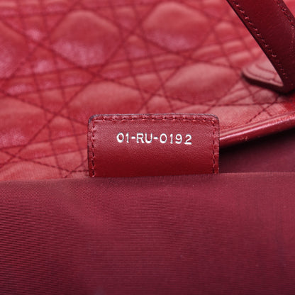 Christian Dior Coated Canvas Cannage Medium Panarea Tote Red 9 of 14