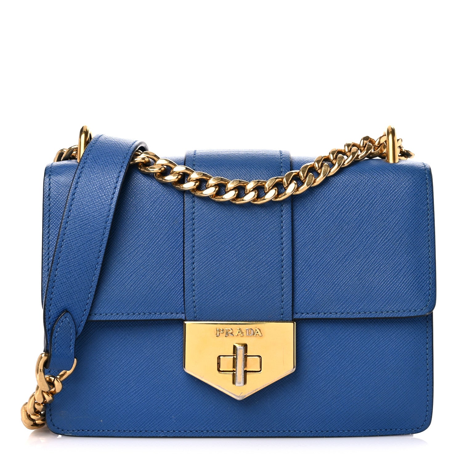 Prada Saffiano Lock Crossbody Bleu 1 of 21