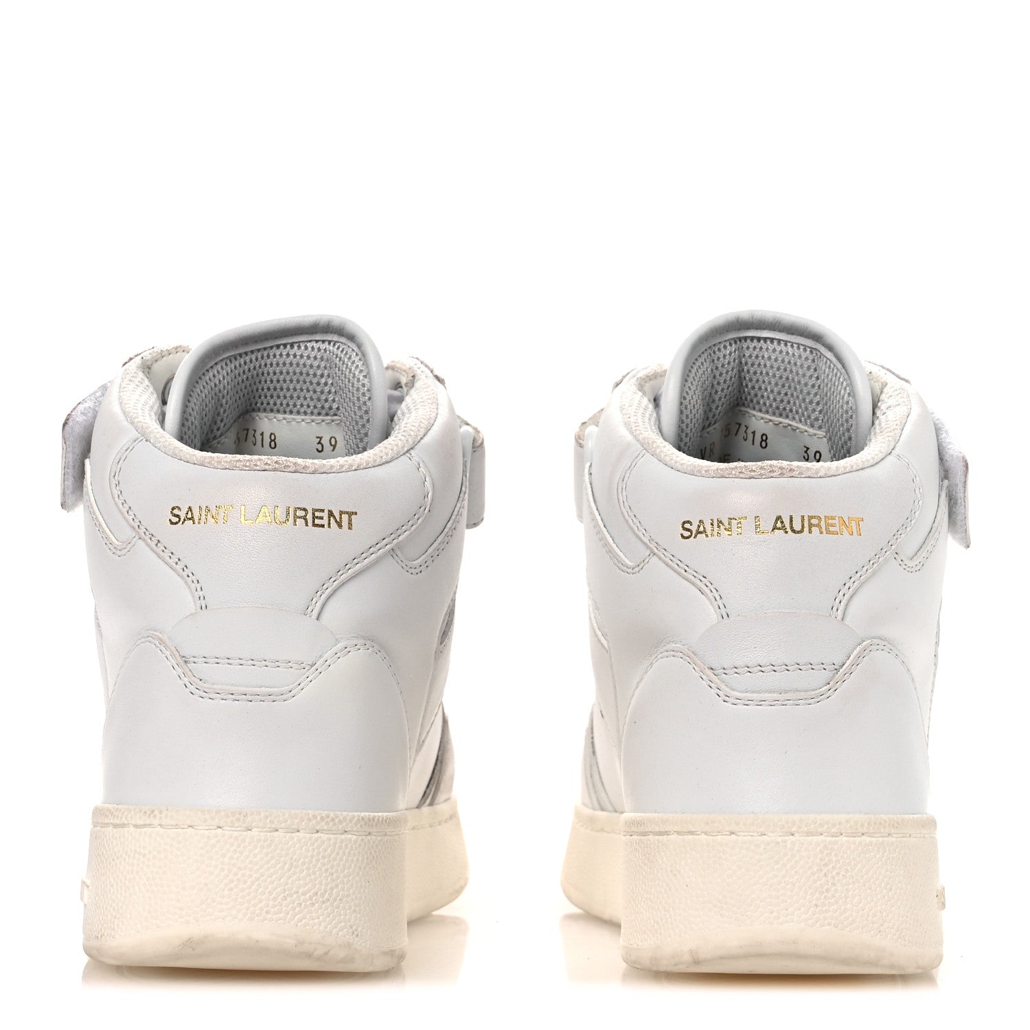 Saint Laurent Calfskin Lax Mid Top Sneakers 39 White 6 of 16