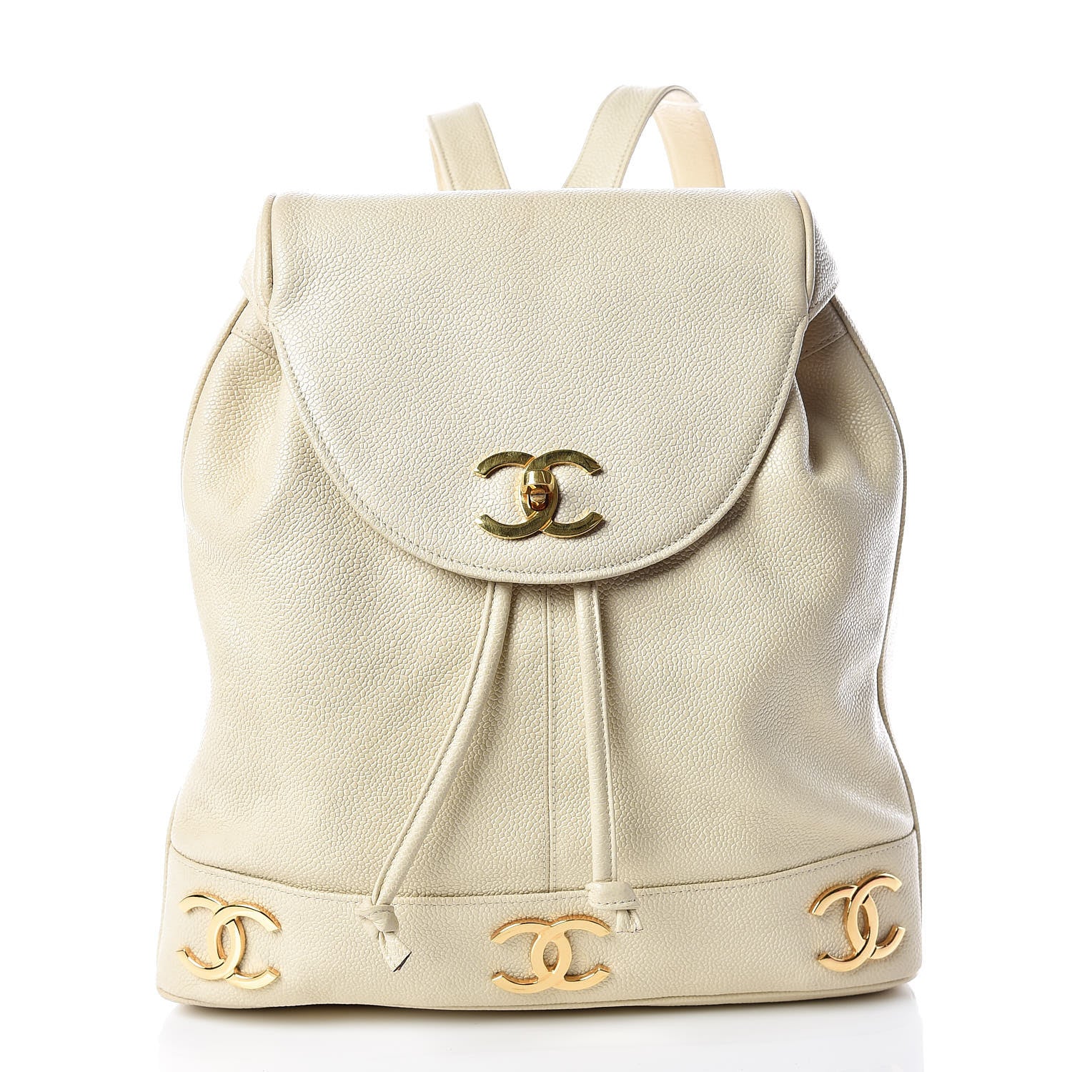Chanel Caviar CC Backpack Off White 1 of 16