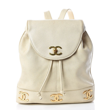 Chanel Caviar CC Backpack Off White 1 of 16