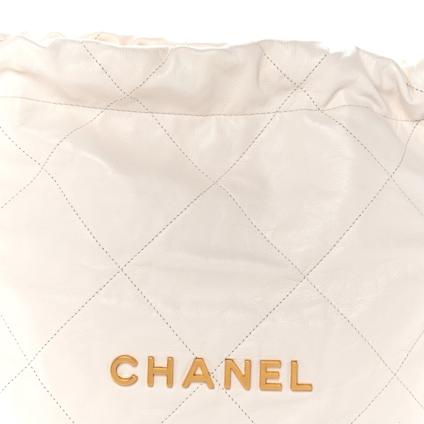 Shiny Calfskin Quilted Small Chanel 22 White