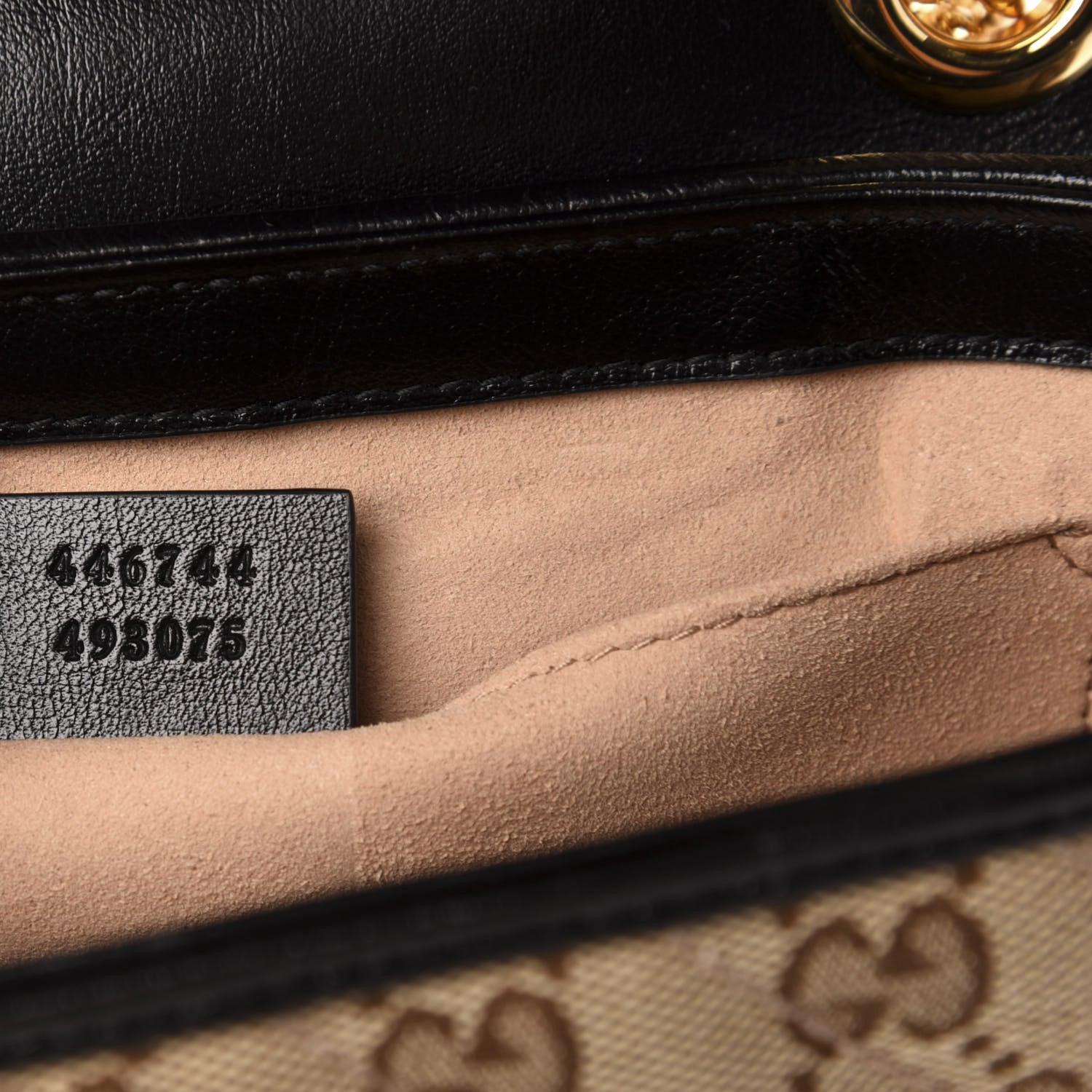 Gucci Monogram Matelasse Diagonal Mini GG Marmont Shoulder Bag Beige Black 7 of 11