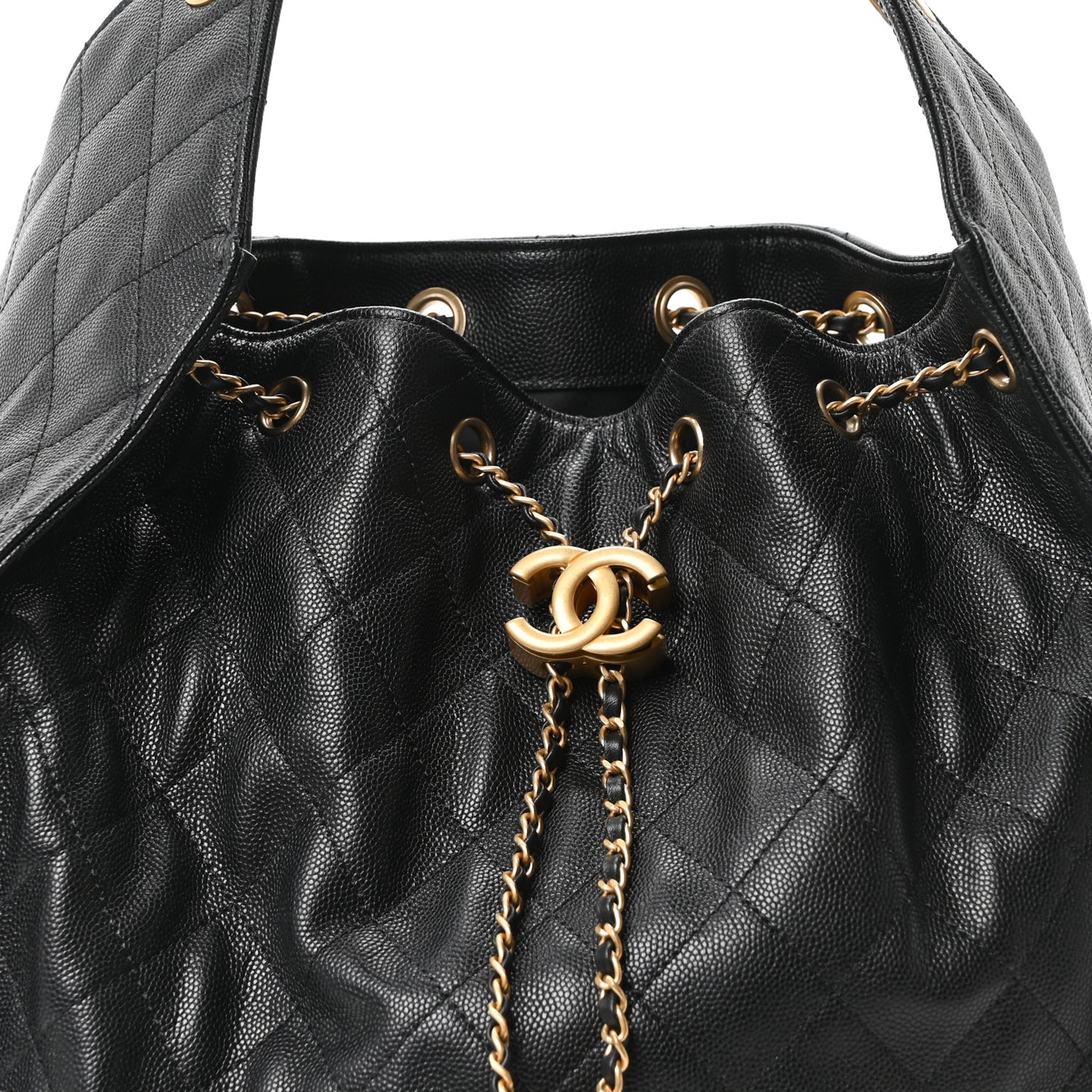 Caviar Quilted Medium Chanel 25 Handbag Black
