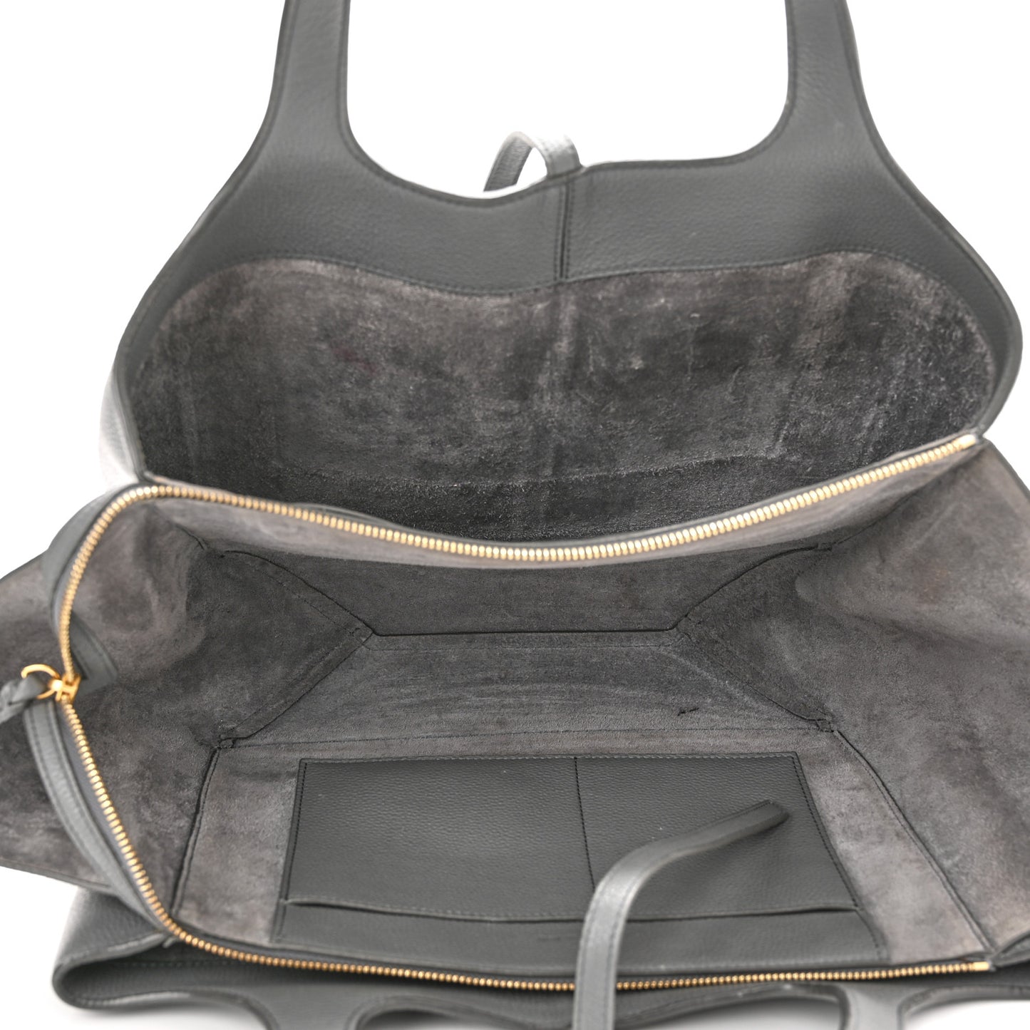 Baby Grained Calfskin Medium Tri-Fold Bag Grey