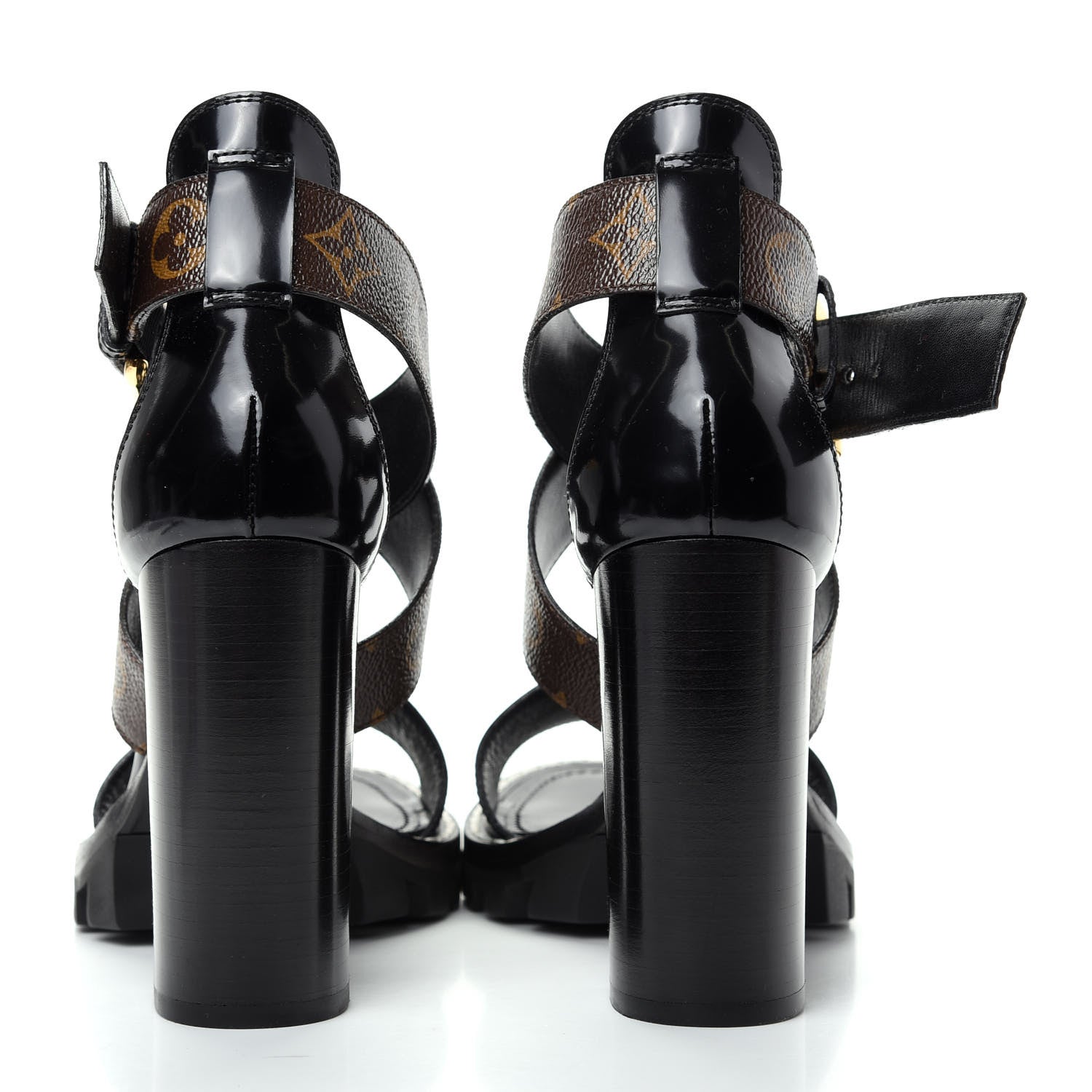 Louis Vuitton Glazed Calfskin Monogram Star Trail Sandal 38.5 Black 7 of 10