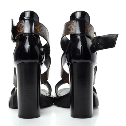 Louis Vuitton Glazed Calfskin Monogram Star Trail Sandal 38.5 Black 7 of 10