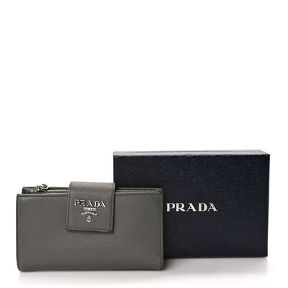Prada Saffiano Metal Medium Wallet Grey 9 of 9