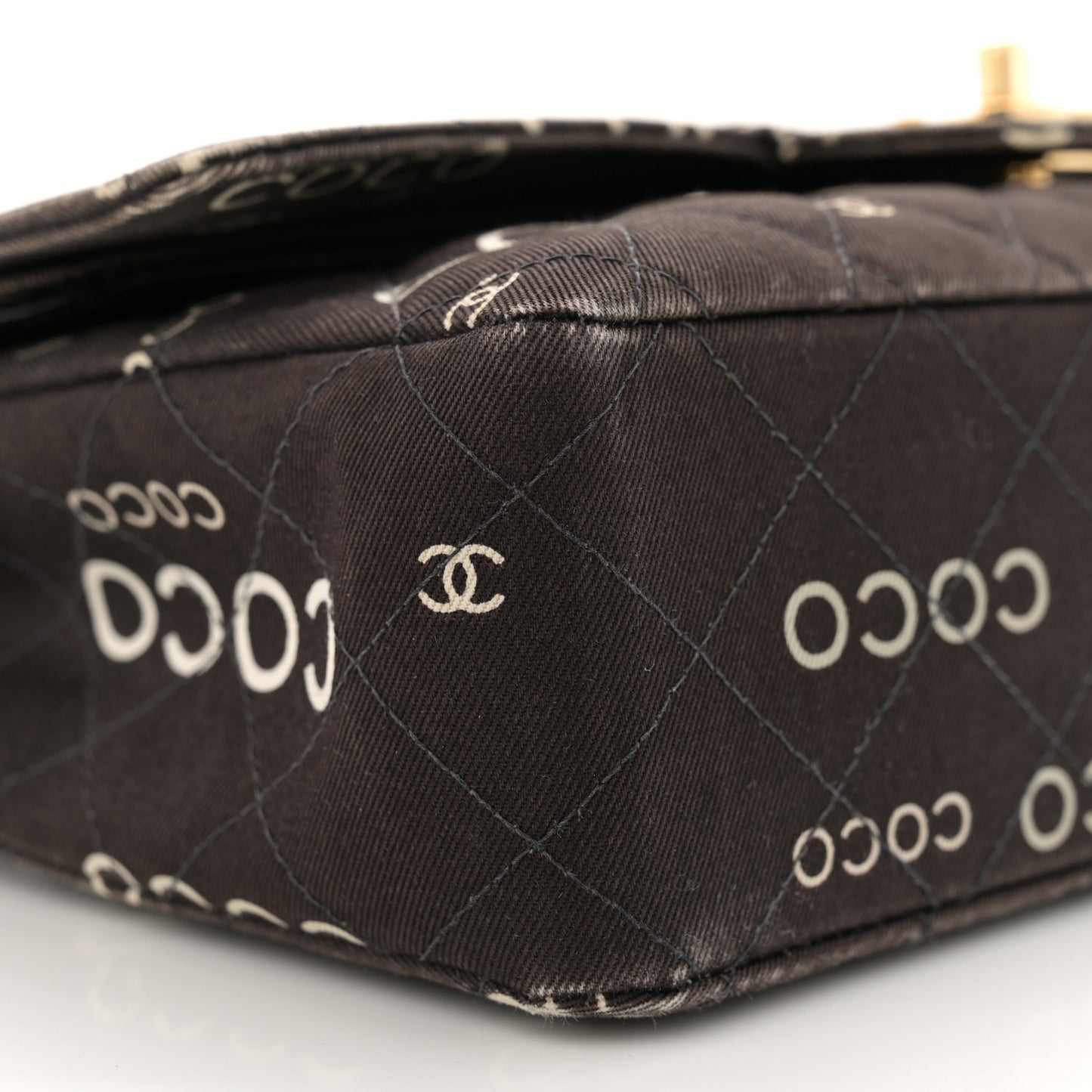 Canvas Coco Printed Quilted Medium Double Flap Black White