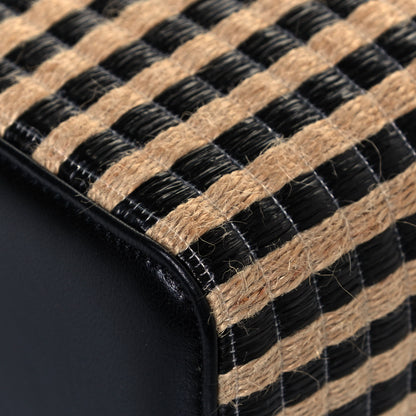 Chanel Raffia Jute Striped Small Vanity Case With Chain Black Beige 10 of 13